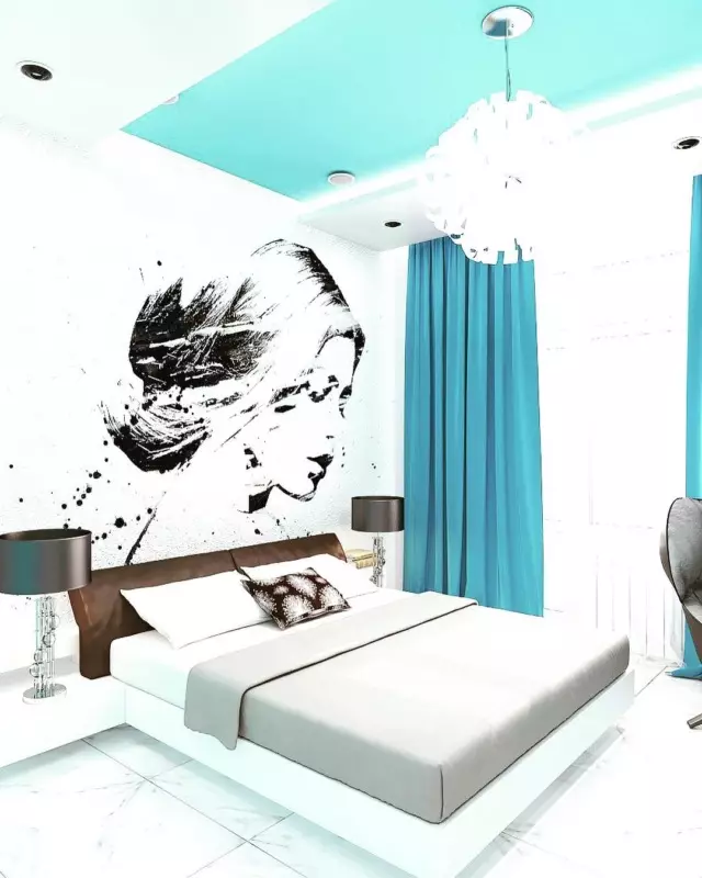 Висока технологија Спална соба (85 фотографии): Соба за внатрешен дизајн, спиење и друг мебел, лустер и кабинет за мала спална соба 9910_11