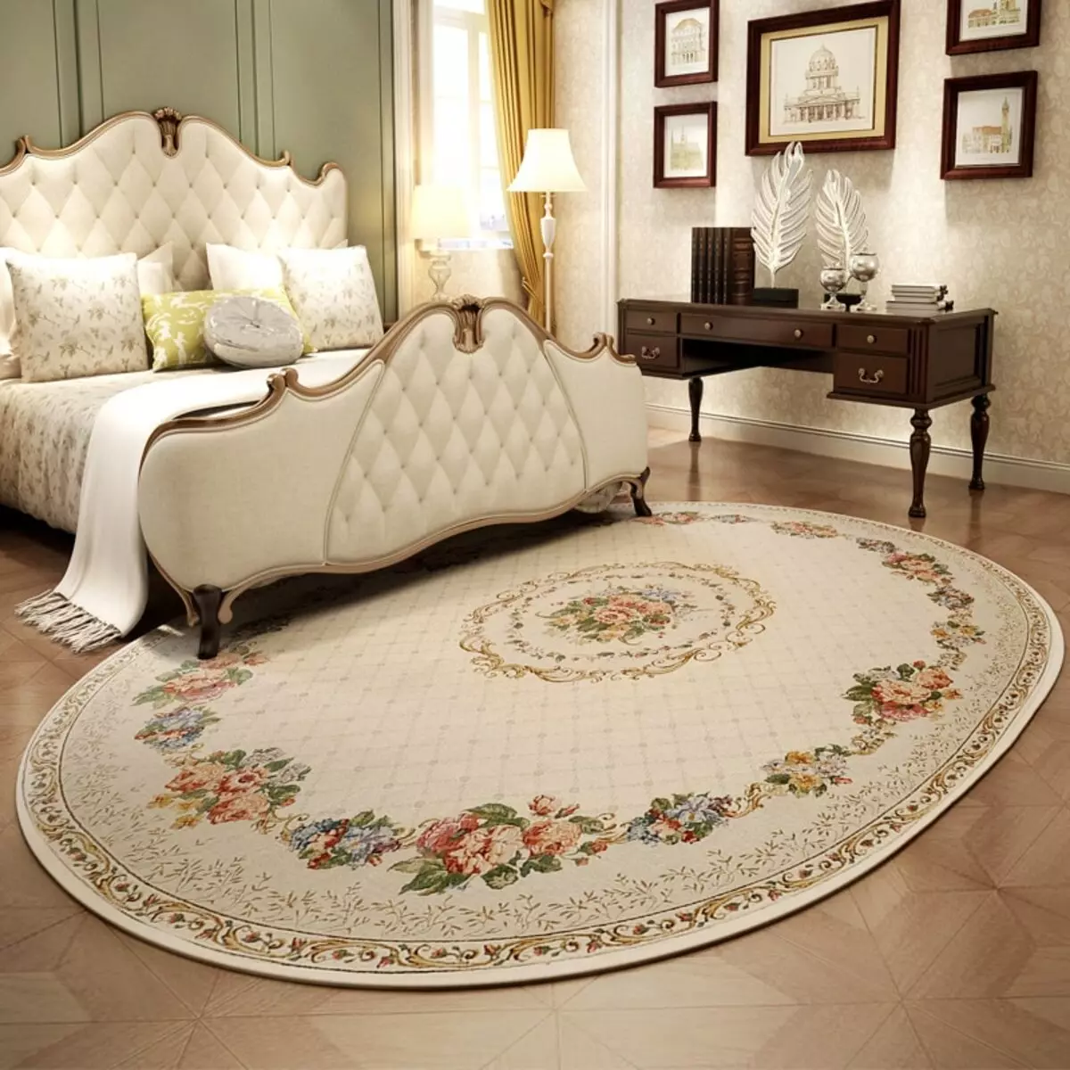 A alfombra do cuarto (57 fotos): Como elixir alfombras para que se axusten ao interior? Como poñer unha alfombra ao chan da cama? 9918_11