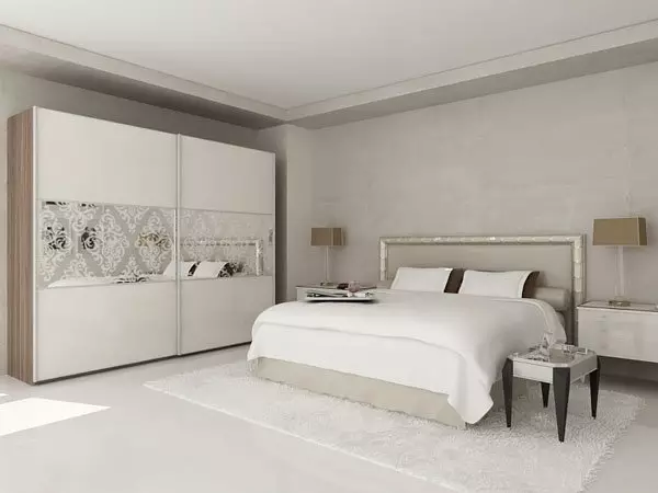 Yatak odasında beyaz dolaplar (49 fotoğraf): Modern modellerin aydınlık renklerde aynalı parlak renklerde, siyah ve beyaz mat dolaplar ve mobilyalar için tasarım seçeneklerinin özellikleri 9922_16