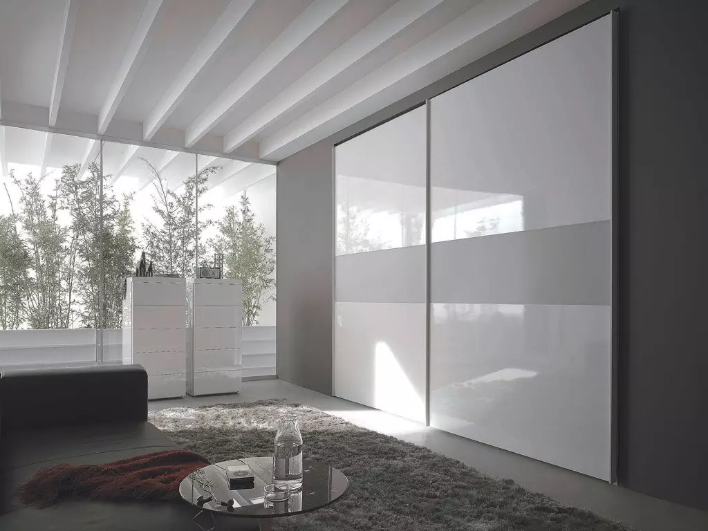 Fehér szekrények a hálószobában (49 fotók): A modern modellek jellemzői világos színekkel tükörrel, fekete-fehér matt szekrényekkel és bútorokkal rendelkező bútorokkal 9922_17