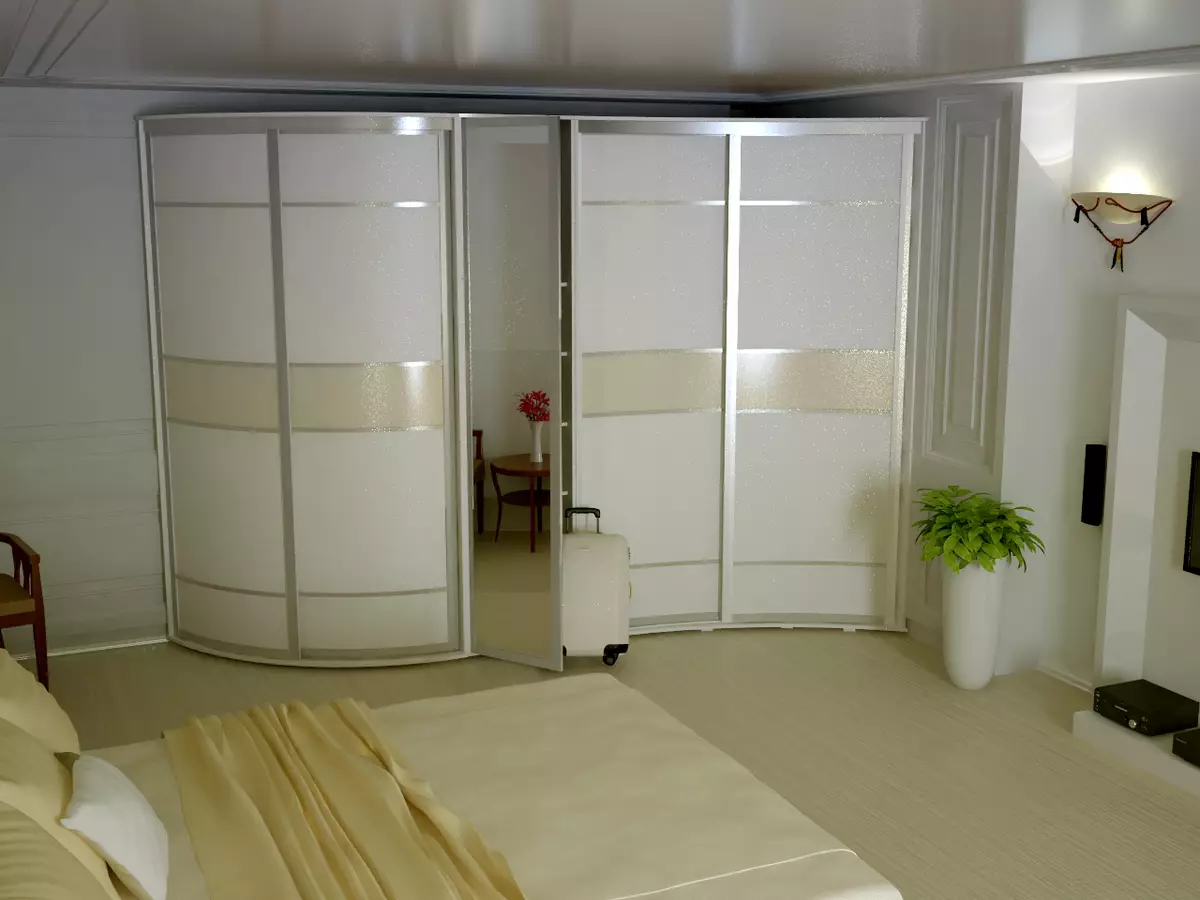 Wit kaste in die slaapkamer (49 foto's): Kenmerke van moderne modelle in helder kleure met 'n spieël, ontwerp opsies vir swart en wit matte kabinette en meubels met glans 9922_35