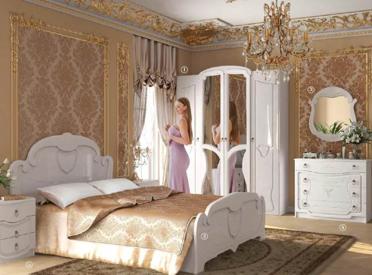 مجموعه خوابیدن (80 عکس): انتخاب دیوارها در سبک های کلاسیک و مدرن، سر مبلمان گوشه ای و کابینت های مدولار 9932_43