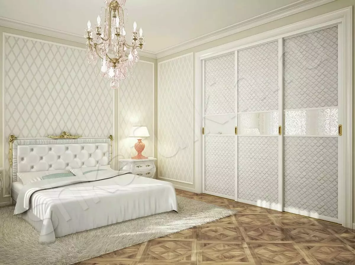 Omare za belo spalnica (65 fotografij): kotne omare z nihalnimi vrati in sijajem, klasičnimi vgrajenimi modeli z ogledalom in drugimi možnostmi 9940_31