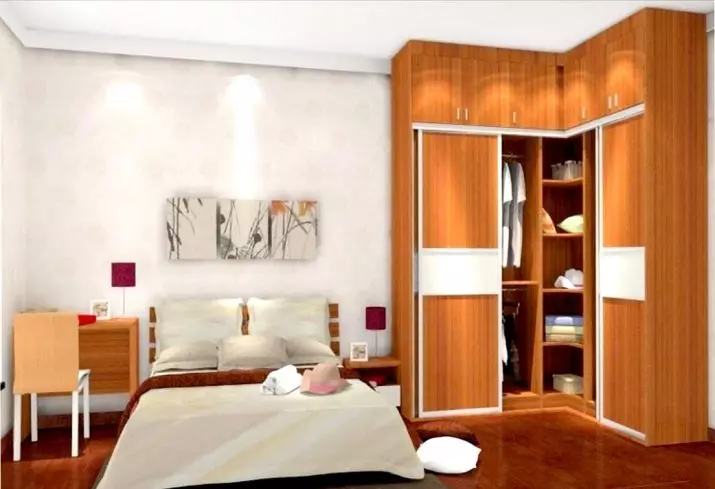 Nurgakapid magamistoas (79 fotot): väikeste sisseehitatud peade ja modulaarsete kappide disaini ideed peegliga, nurkade riidekappide joonised 9942_49