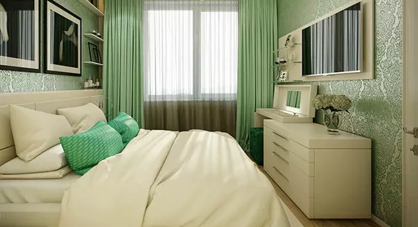Yatak odası nasıl döşenir? 56 fotoğraf partilere mobilya nasıl koymak? Uzayın ergonomisi ile bir yatak nasıl yerleştirilir? 9943_40