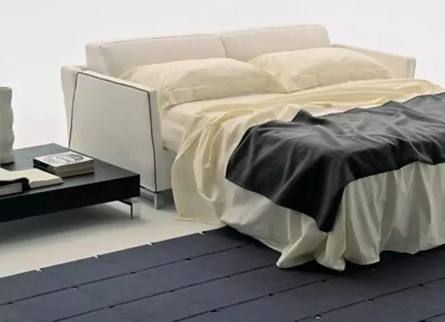 Canapés de la chambre (48 photos): Design de petits canapés et canapé-lit, canapés d'angle haut dans l'intérieur de la chambre à coucher, modèles de chevet moderne et autres options 9946_6