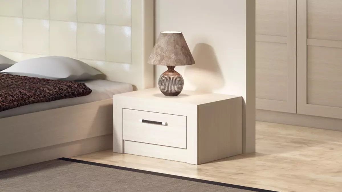 Спални за спалната соба: Димензии на високи суспендирани модели, тесни бели штандови, висински стандарди за стакло и други модели 9960_22
