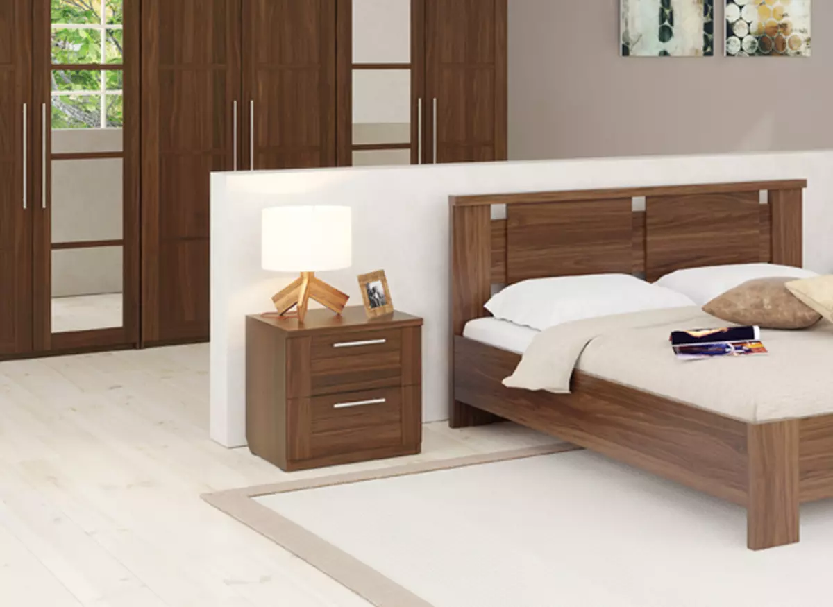 Спални за спалната соба: Димензии на високи суспендирани модели, тесни бели штандови, висински стандарди за стакло и други модели 9960_23