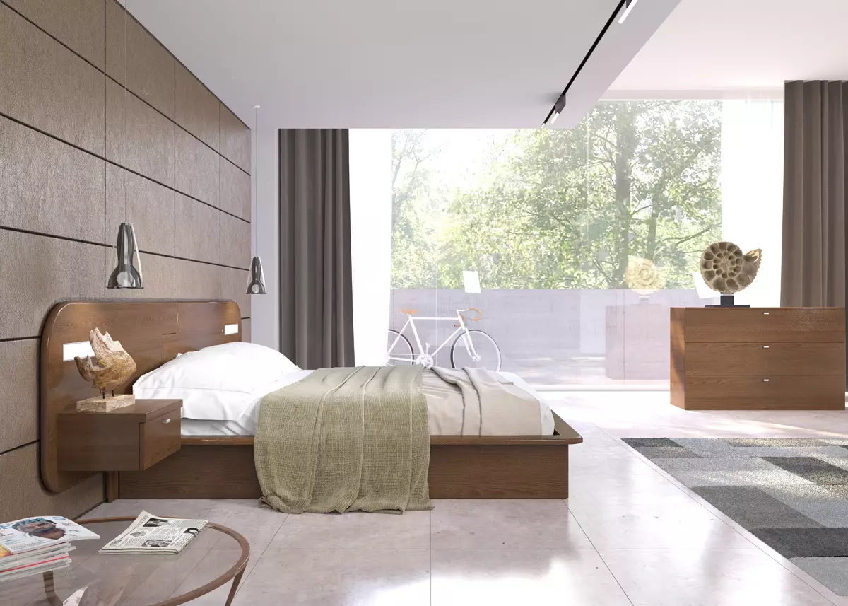 Спални за спалната соба: Димензии на високи суспендирани модели, тесни бели штандови, висински стандарди за стакло и други модели 9960_28