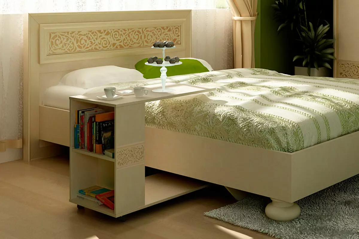 Спални за спалната соба: Димензии на високи суспендирани модели, тесни бели штандови, висински стандарди за стакло и други модели 9960_92