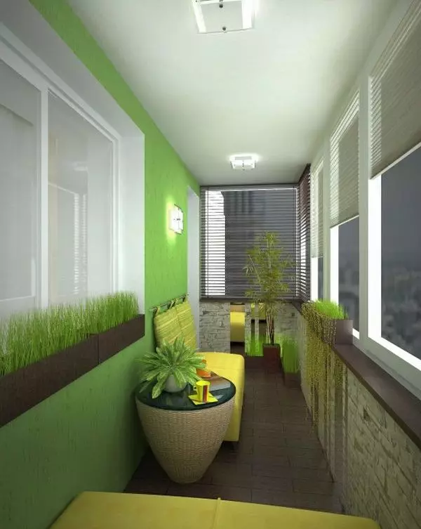 Cores de balcón (65 fotos): deseño de balcón en branco, gris, verde e outras cores. ¿En que tons colocar as paredes dentro? 9975_41