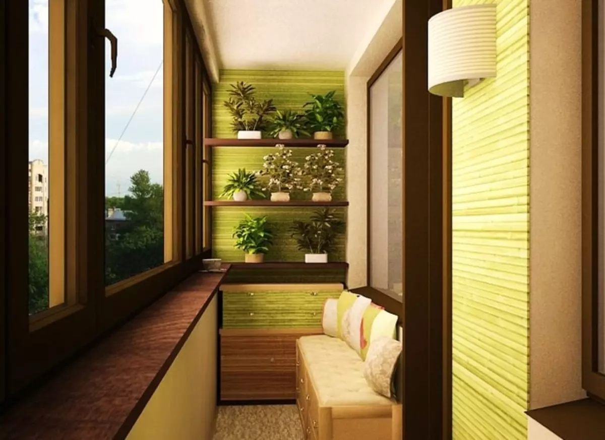 Малку балкон дизајн (96 фотографии): Како да им овозможат на внатрешноста на балконот во станот? Идеите на мал балкон завршуваат внатре. Интересни опции 9987_2