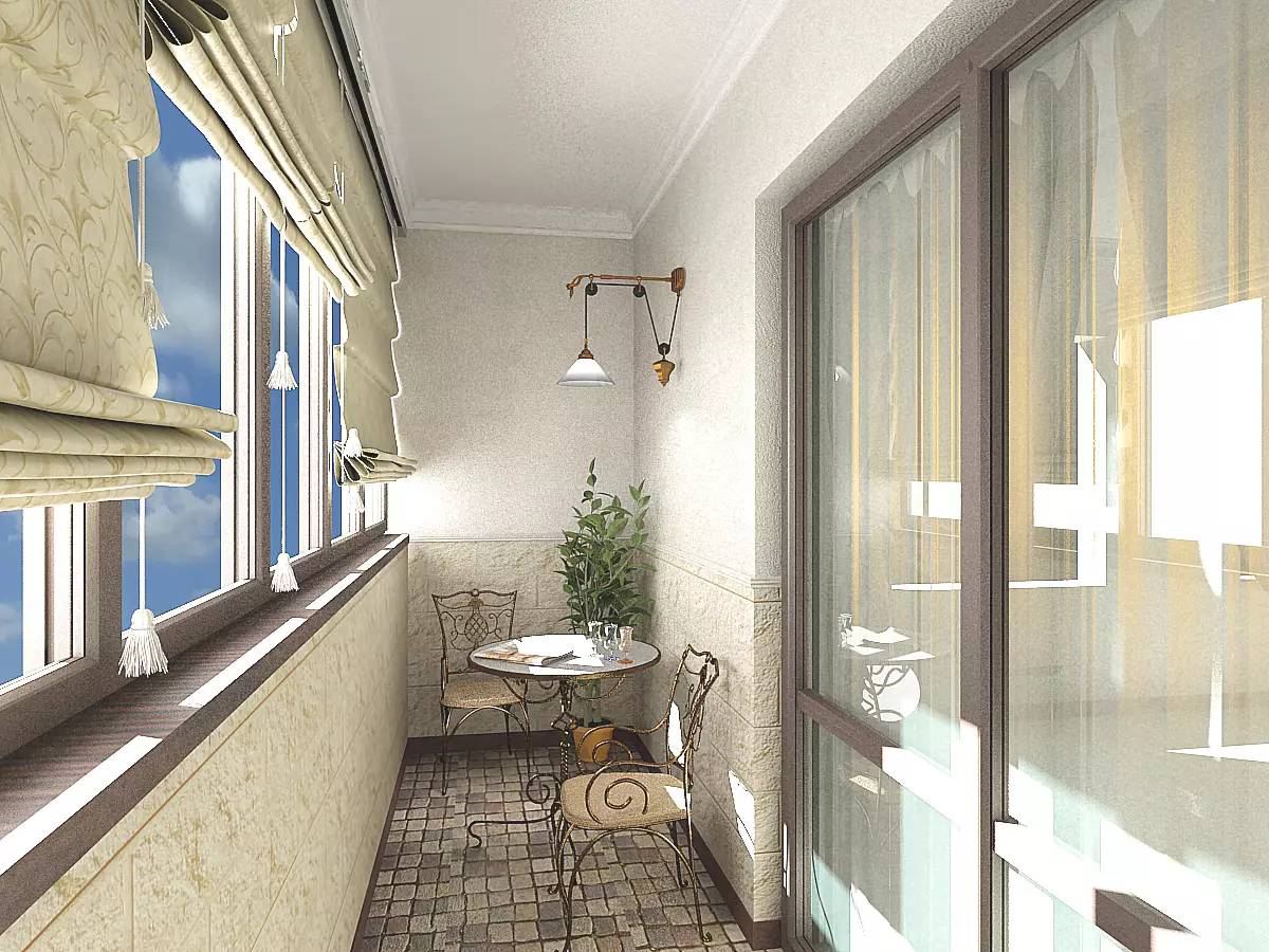 Малку балкон дизајн (96 фотографии): Како да им овозможат на внатрешноста на балконот во станот? Идеите на мал балкон завршуваат внатре. Интересни опции 9987_21