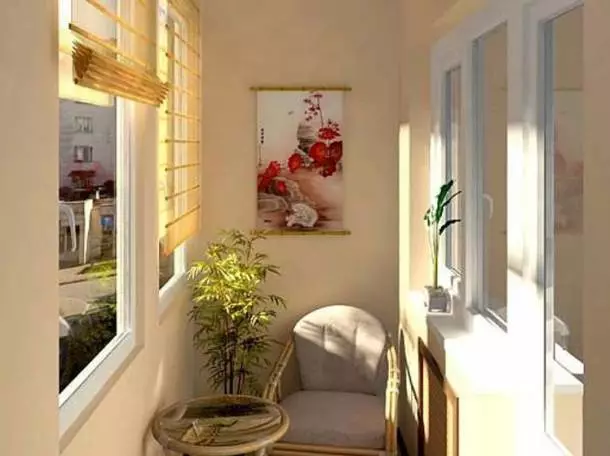 Малку балкон дизајн (96 фотографии): Како да им овозможат на внатрешноста на балконот во станот? Идеите на мал балкон завршуваат внатре. Интересни опции 9987_3