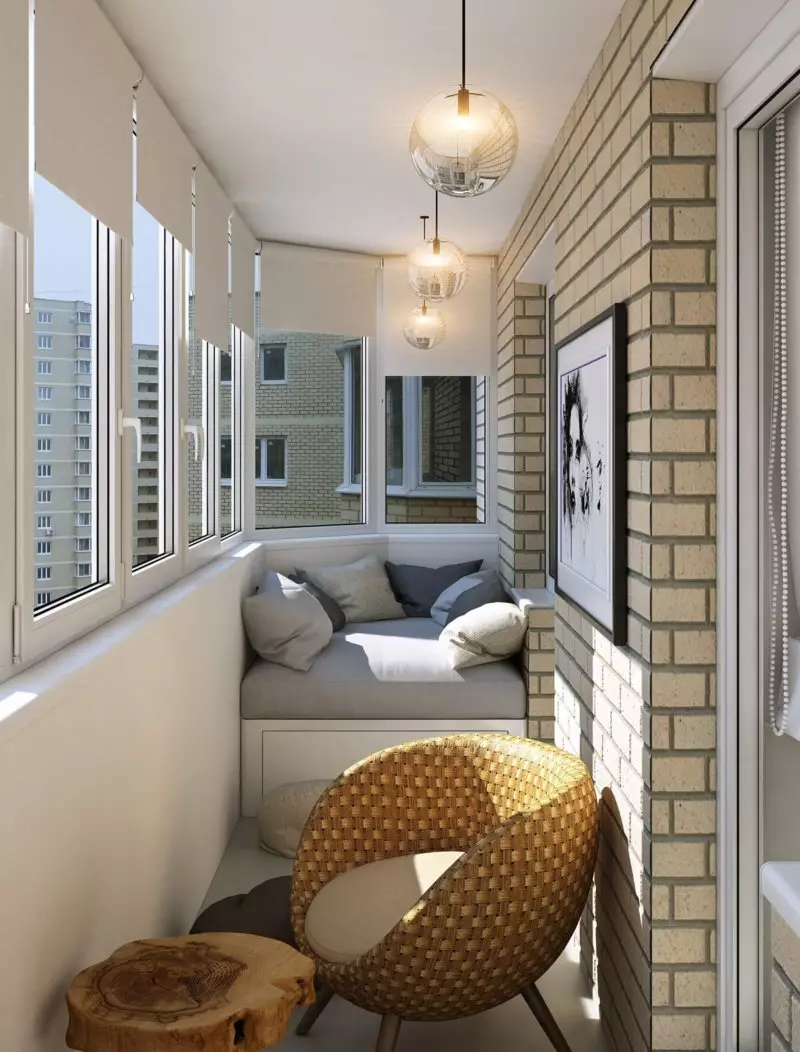 Малку балкон дизајн (96 фотографии): Како да им овозможат на внатрешноста на балконот во станот? Идеите на мал балкон завршуваат внатре. Интересни опции 9987_90